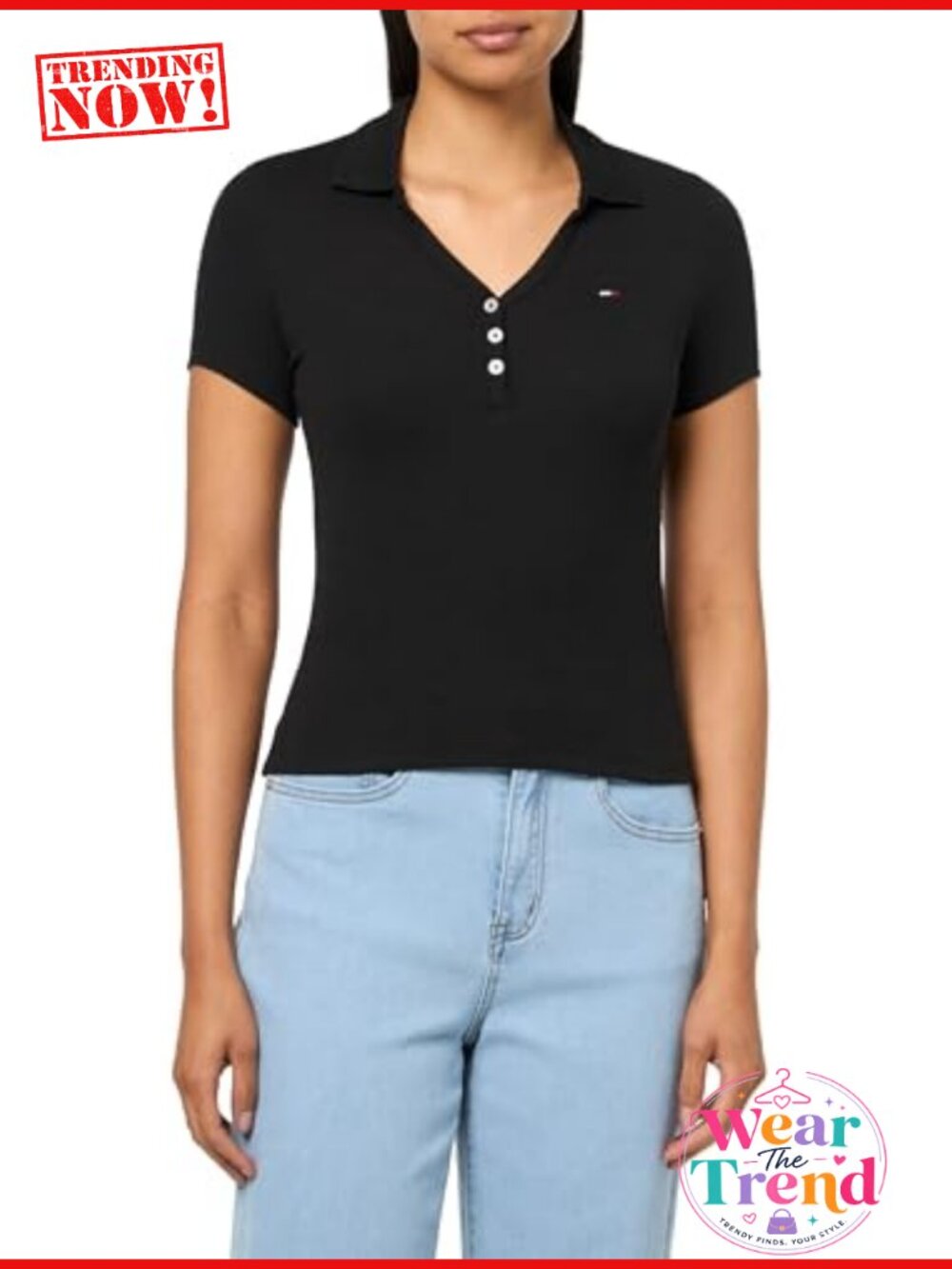 Womens Short Sleeve V Neck Polo Shirt Ribbed Knit Slim Fit Top